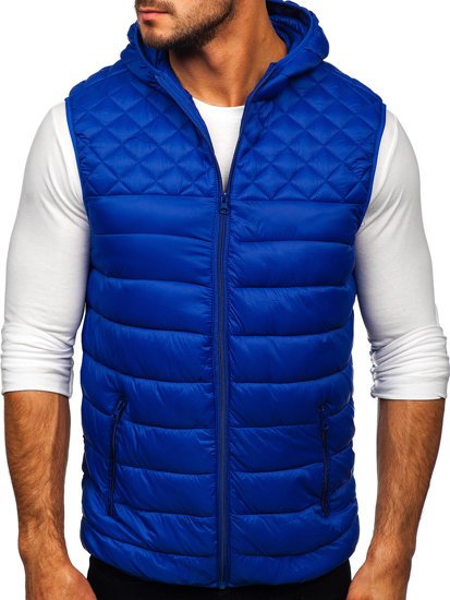 Men's Quilted Hooded Gilet Navy Blue Bolf HDL88003