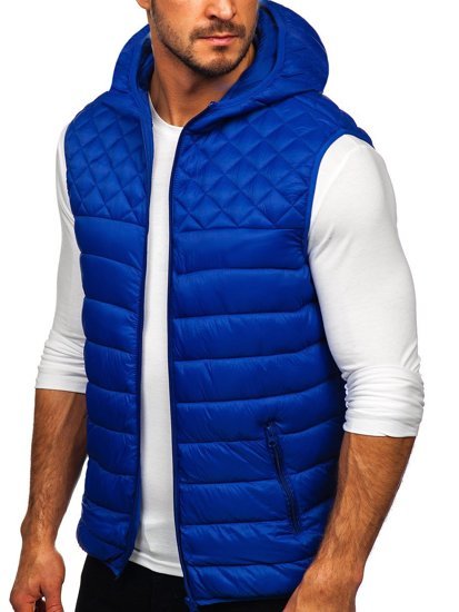 Men's Quilted Hooded Gilet Navy Blue Bolf HDL88003