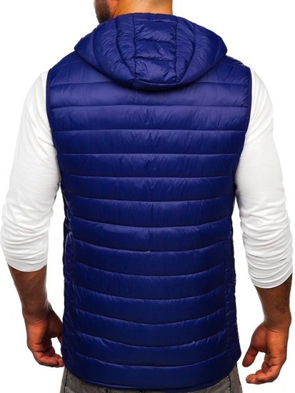 Men's Quilted Hooded Gilet Navy Blue Bolf LY36