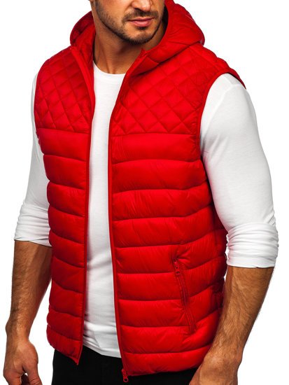 Men's Quilted Hooded Gilet Red Bolf HDL88003