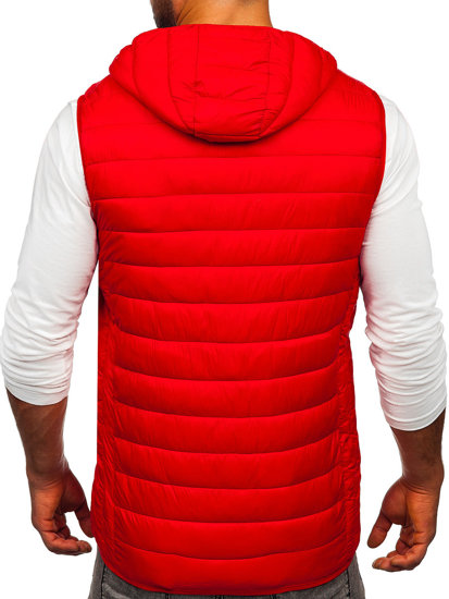 Men's Quilted Hooded Gilet Red Bolf LY36