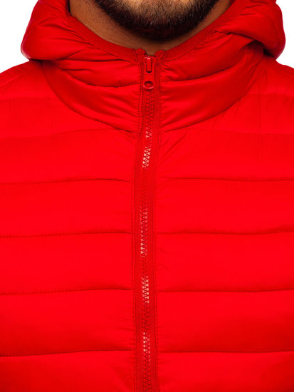 Men's Quilted Hooded Gilet Red Bolf LY36