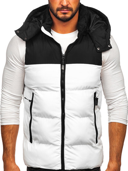 Men's Quilted Hooded Gilet White Bolf 1189