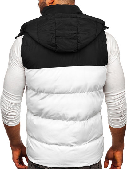 Men's Quilted Hooded Gilet White Bolf 1189