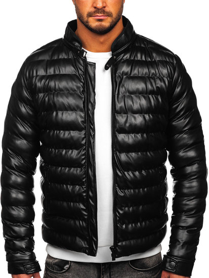 Men's Quilted Leather Jacket Black Bolf 5M796