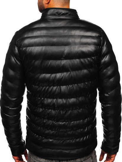 Men's Quilted Leather Jacket Black Bolf 5M796