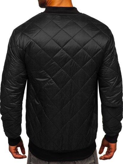 Men's Quilted Lightweight Bomber Jacket Black Bolf MY-01