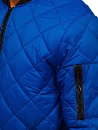 Men's Quilted Lightweight Bomber Jacket Blue Bolf MY-01