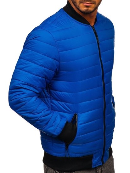 Men's Quilted Lightweight Bomber Jacket Blue Bolf MY-02