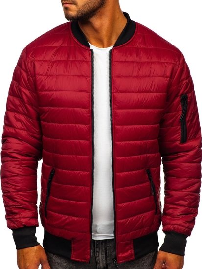 Men's Quilted Lightweight Bomber Jacket Claret Bolf MY-02