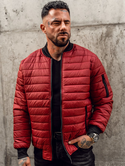 Men's Quilted Lightweight Bomber Jacket Claret Bolf MY-02