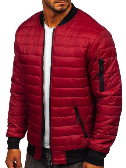 Men's Quilted Lightweight Bomber Jacket Claret Bolf MY-02