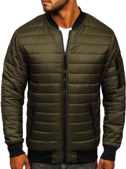 Men's Quilted Lightweight Bomber Jacket Khaki Bolf MY-02