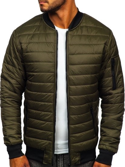 Men's Quilted Lightweight Bomber Jacket Khaki Bolf MY-02