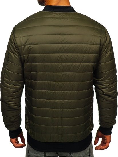 Men's Quilted Lightweight Bomber Jacket Khaki Bolf MY-02