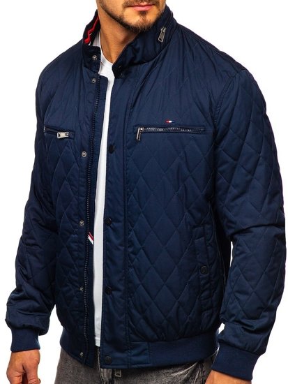 Men's Quilted Lightweight Bomber Jacket Navy Blue Bolf 2054