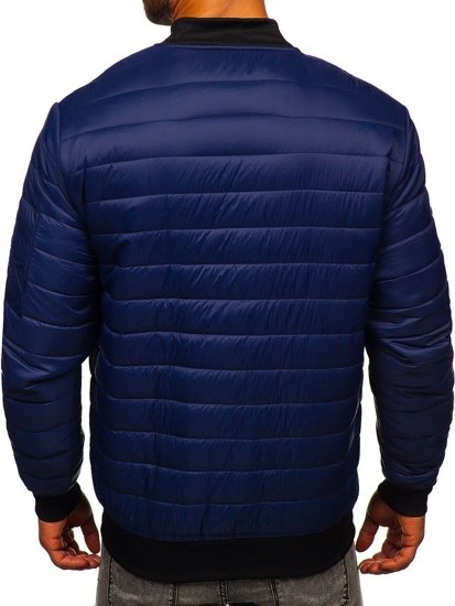 Men's Quilted Lightweight Bomber Jacket Navy Blue Bolf MY-02