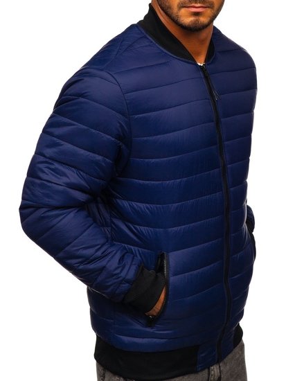 Men's Quilted Lightweight Bomber Jacket Navy Blue Bolf MY-02