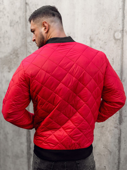 Men's Quilted Lightweight Bomber Jacket Red Bolf MY-01