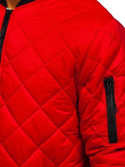 Men's Quilted Lightweight Bomber Jacket Red Bolf MY-01