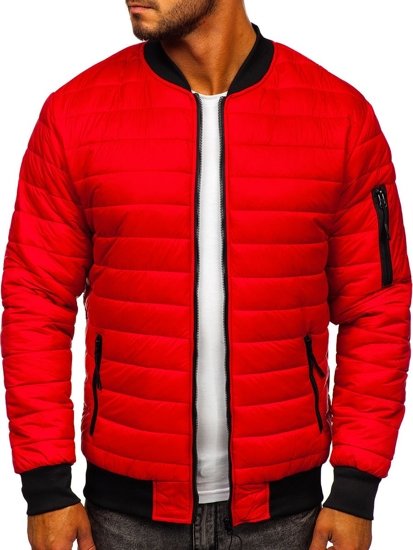 Men's Quilted Lightweight Bomber Jacket Red Bolf MY-02