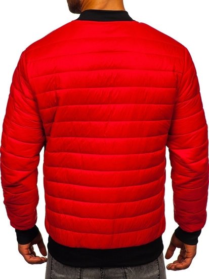 Men's Quilted Lightweight Bomber Jacket Red Bolf MY-02