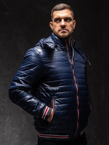 Men's Quilted Lightweight Jacket Navy Blue Bolf 6191A1