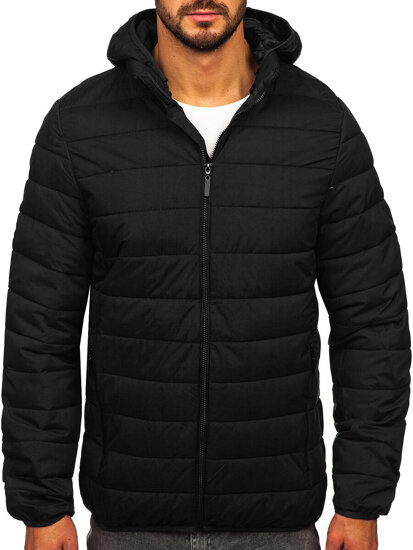 Men's Quilted Lightweight Jacket with hood Black Bolf 5M3197