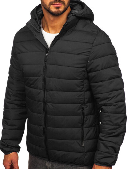 Men's Quilted Lightweight Jacket with hood Graphite Bolf 5M3197