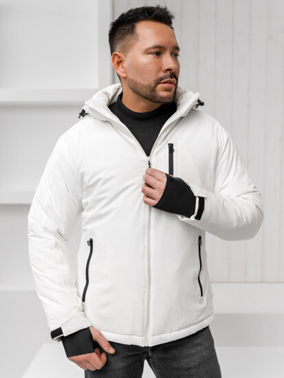 Men's Quilted Oversize Winter Jacket White Bolf HH011A1