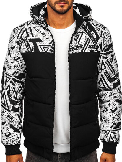 Men’s Quilted Printed Winter Jacket Black Bolf 31M5025