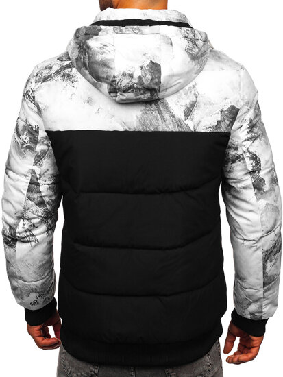 Men’s Quilted Printed Winter Jacket Black Bolf 31M5029