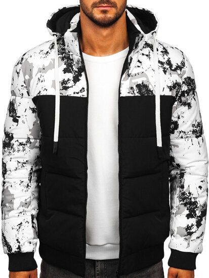 Men’s Quilted Printed Winter Jacket Black Bolf 31M5030