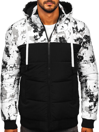 Men’s Quilted Printed Winter Jacket Black Bolf 31M5030