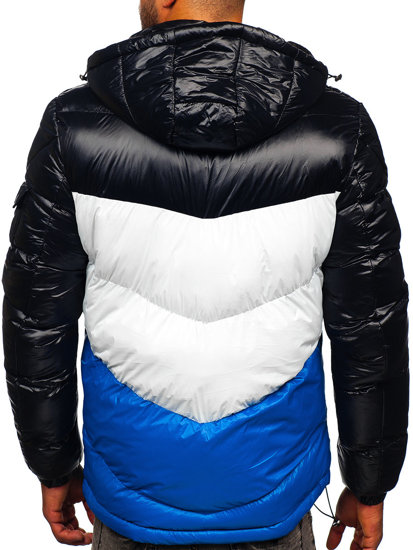 Men's Quilted Winter Jacket Black-Blue Bolf 6593