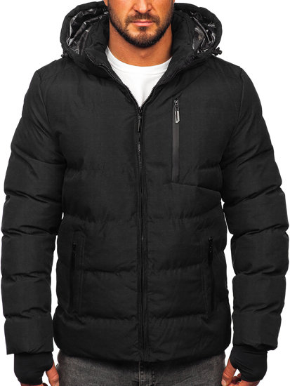 Men's Quilted Winter Jacket Black Bolf 5M756