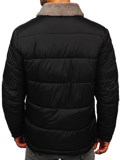 Men’s Quilted Winter Jacket Black with fur Bolf 31M5010