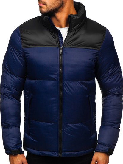 Men's Quilted Winter Jacket Navy Blue Bolf 1186