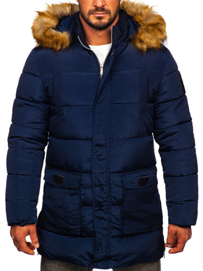 Men's Quilted Winter Jacket Navy Blue Bolf 5M50