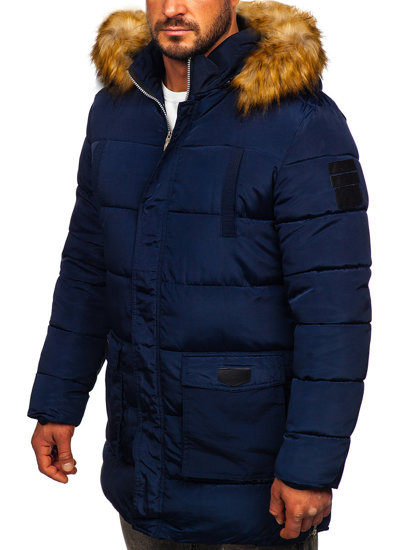 Men's Quilted Winter Jacket Navy Blue Bolf 5M50