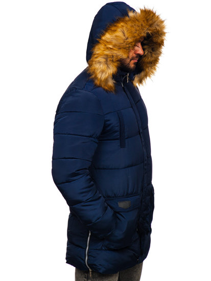 Men's Quilted Winter Jacket Navy Blue Bolf 5M50