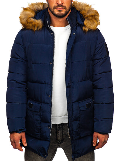 Men's Quilted Winter Jacket Navy Blue Bolf 5M50