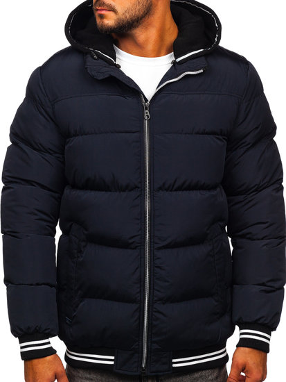 Men's Quilted Winter Jacket Navy Blue Bolf 6883