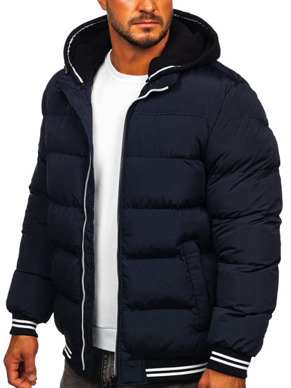 Men's Quilted Winter Jacket Navy Blue Bolf 6883