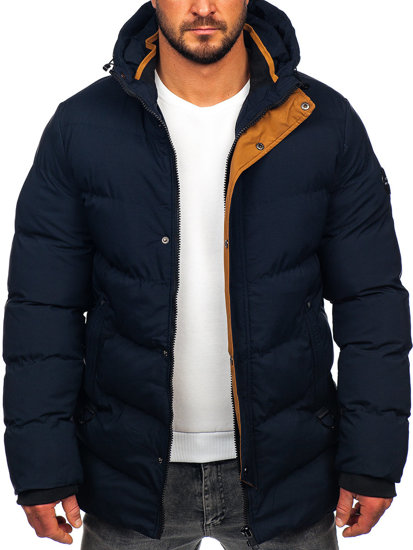 Men's Quilted Winter Jacket Navy Blue Bolf 7330