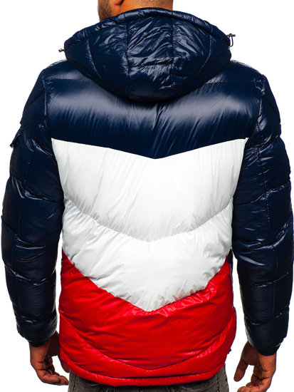 Men's Quilted Winter Jacket Navy Blue-Red Bolf 6593