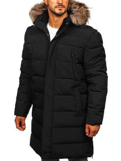 Men’s Quilted Winter Parka Jacket Black Bolf 25M9803