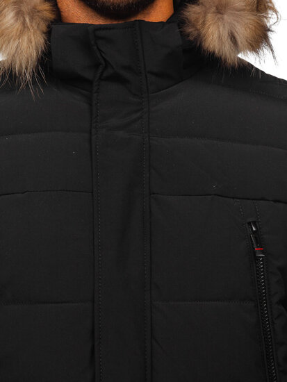 Men’s Quilted Winter Parka Jacket Black Bolf 25M9803