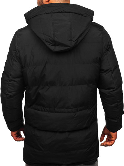 Men's Quilted Winter Parka Jacket Black Bolf 5M790