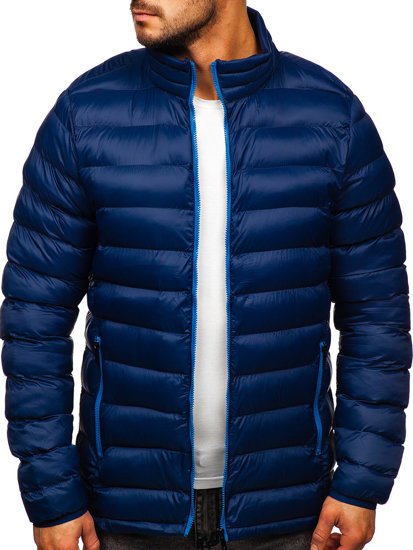 Men's Quilted Winter Sport Jacket Navy Blue Bolf 1111